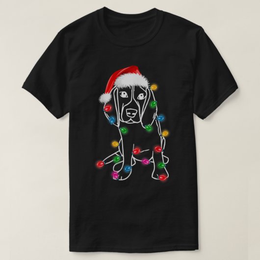 Kerstmis: Dane Dog XMAS-lampje T-shirt (Design voorkant)