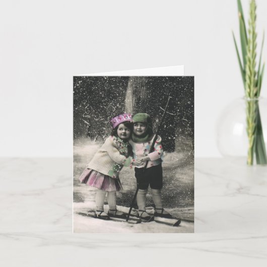 Kerstmis Dank Je Wel Vintage Bedankkaart (Voorkant)