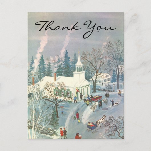 Kerstmis Dank Je Wel Vintage Briefkaart (Voorkant)