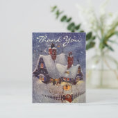 Kerstmis Dank Je Wel Vintage Briefkaart (Staand voorkant)