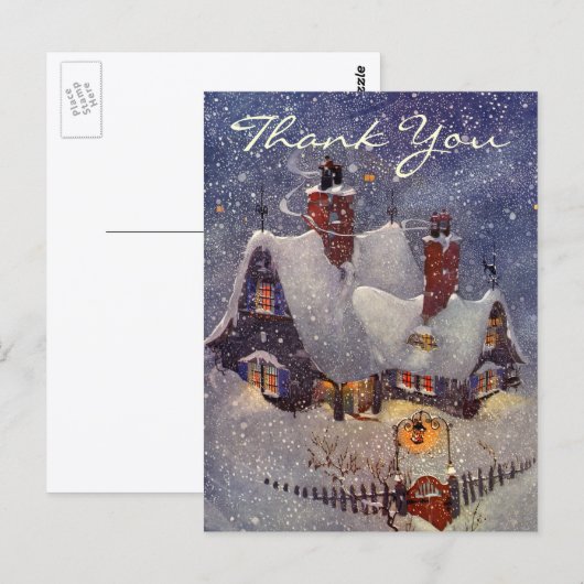 Kerstmis Dank Je Wel Vintage Briefkaart (Voorkant / Achterkant)
