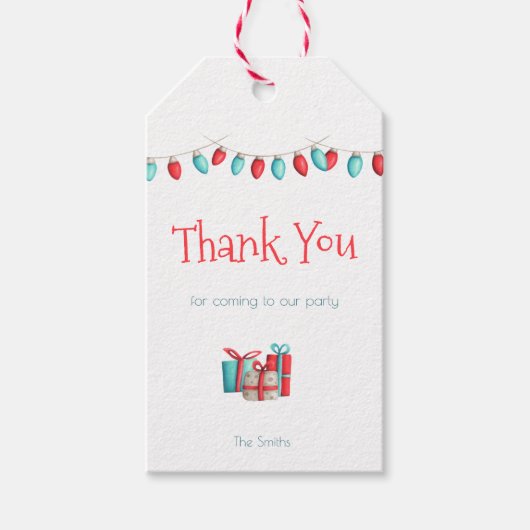 Kerstmis Dank u label in blauwgroen en rood Cadeaulabel (Voorkant)