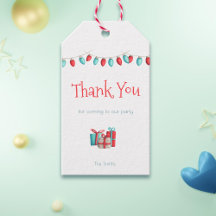 Kerstmis Dank u label in blauwgroen en rood