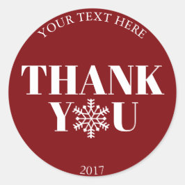 Kerstmis Dank u Sneeuwvlok Rood Wit Ronde Sticker