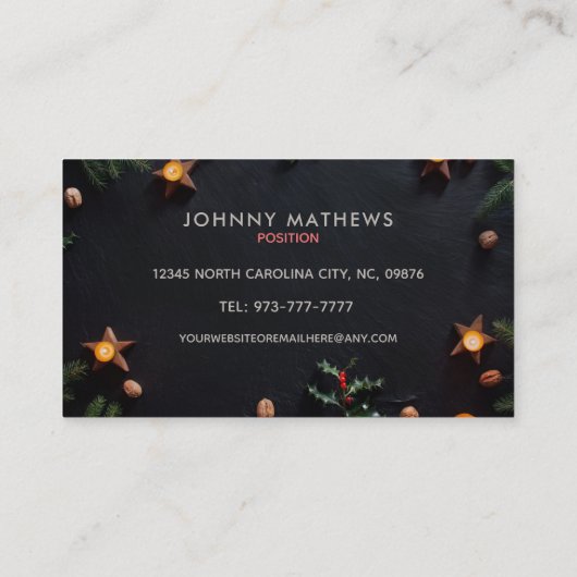 Kerstmis Dank u Visitekaartjes (Achterkant)