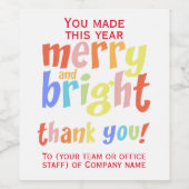 Kerstmis Dank U Waardering Vrolijk en helder Wijn Etiket (Enkel label)