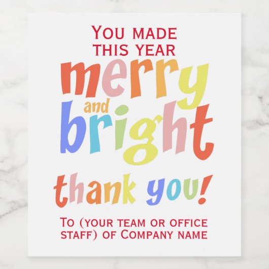 Kerstmis Dank U Waardering Vrolijk en helder Wijn Etiket (Enkel label)