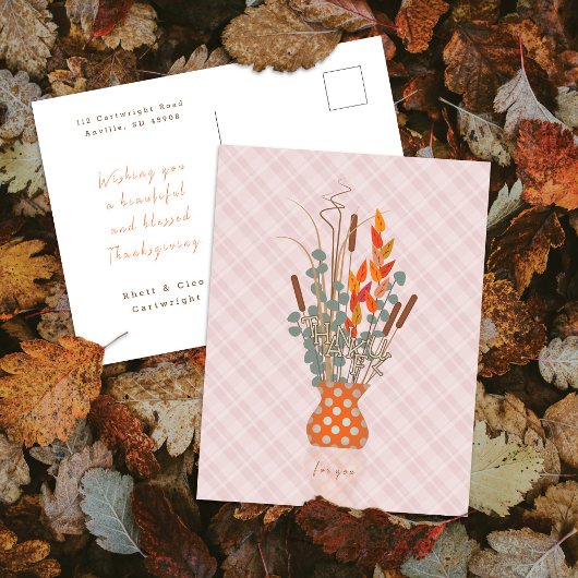 Kerstmis "Dankbaar" Herfstblad Arrangement Feestdagenkaart