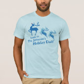 Kerstmis Dashing rendier leider blauw rood douane T-shirt (Voorkant)