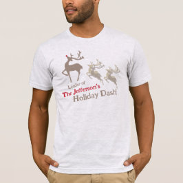 Kerstmis Dashing rendier leider bruin rood douane T-shirt