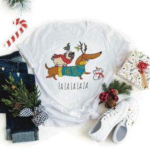 Kerstmis Dasje Rendier & Pug Vakantie T-Shirt