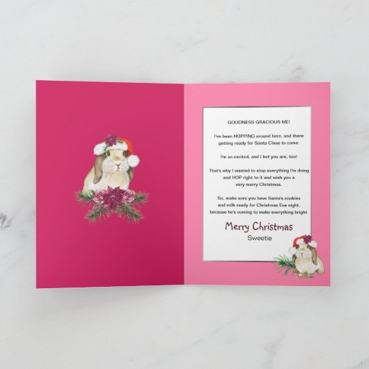 Kerstmis-DAUGHTER Bunny Wearing Santas Pet Kaart (Binnen)