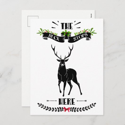 Kerstmis De bok stopt hier herten Feestdagenkaart (Voorkant / Achterkant)