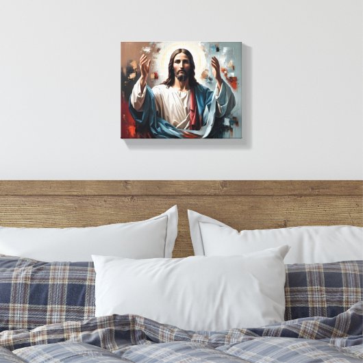 Kerstmis: de eeuwige omhelzing van het licht canvas afdruk (Insitu (Slaapkamer))