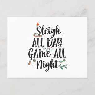 Kerstmis de hele dag spelen de hele nacht Grappige Briefkaart