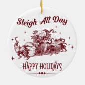 Kerstmis de hele dag Vintage Keramisch Ornament (Achterkant)
