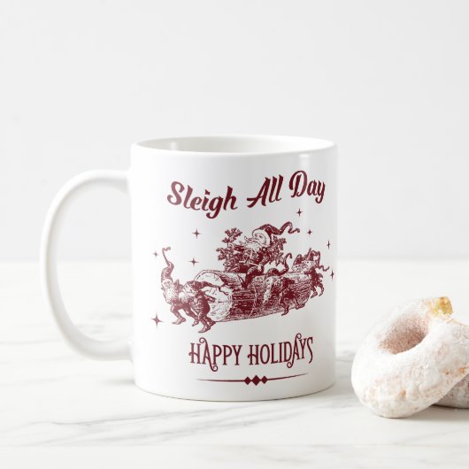 Kerstmis de hele dag Vintage Koffiemok (Met donut)