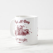 Kerstmis de hele dag Vintage Koffiemok (Voorkant links)