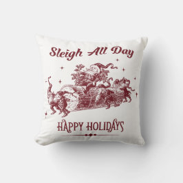 Kerstmis de hele dag Vintage Kussen