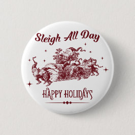 Kerstmis de hele dag Vintage Ronde Button 5,7 Cm