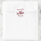 Kerstmis de hele dag Vintage Ronde Sticker (Tas)