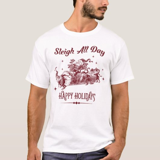 Kerstmis de hele dag Vintage T-shirt (Voorkant)