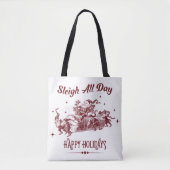 Kerstmis de hele dag Vintage Tote Bag (Voorkant)