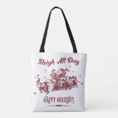 Kerstmis de hele dag Vintage Tote Bag (Achterkant)