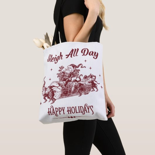 Kerstmis de hele dag Vintage Tote Bag (Dichtbij)
