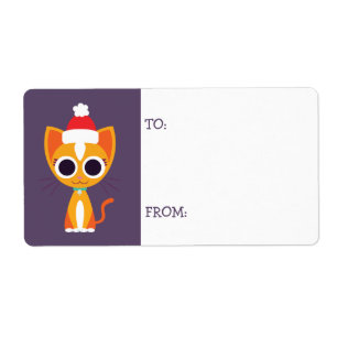 Kerstmis De kat Etiket