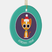 Kerstmis De kat Keramisch Ornament (Rechts)