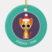 Kerstmis De kat Keramisch Ornament (Voorkant)