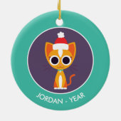 Kerstmis De kat Keramisch Ornament (Achterkant)