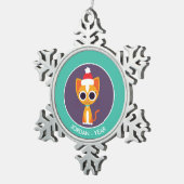 Kerstmis De kat Tin Sneeuwvlok Ornament (Rechts)