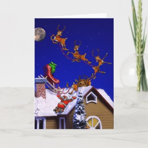 Kerstmis - De Kerstman crashte op het dak Feestdagen Kaart