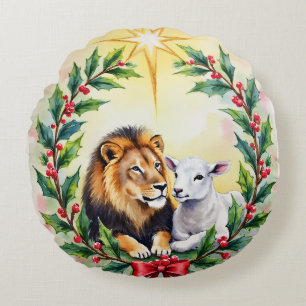 Kerstmis De Leeuw en het Lam en Ster Rond Kussen