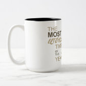 Kerstmis: "De mooiste tijd van het jaar" Tweekleurige Koffiemok (Links)