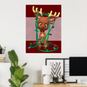 Kerstmis de Roodrendierfeestdag P Poster (Thuiskantoor)