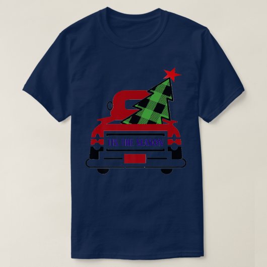 Kerstmis: de seizoengespleten boom en de vrachtwag t-shirt (Design voorkant)
