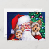 Kerstmis, de Yorkies van de kerstman Feestdagenkaart (Voorkant / Achterkant)
