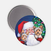 Kerstmis, de Yorkies van de kerstman Magneet (Voorkant / Achterkant)