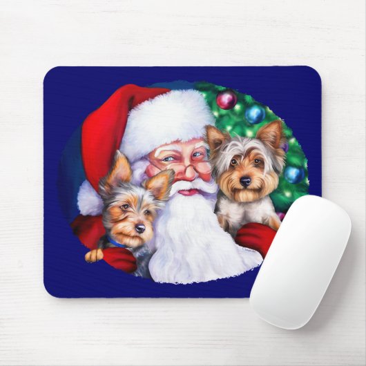 Kerstmis, de Yorkies van de kerstman Muismat (Met muis)