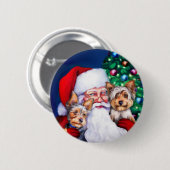 Kerstmis, de Yorkies van de kerstman Ronde Button 5,7 Cm (Voorkant /achterkant)