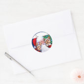 Kerstmis, de Yorkies van de kerstman Ronde Sticker (Envelop)
