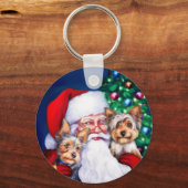 Kerstmis, de Yorkies van de kerstman Sleutelhanger (Voorkant)
