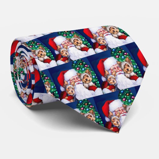 Kerstmis, de Yorkies van de kerstman Stropdas (Opgerold)