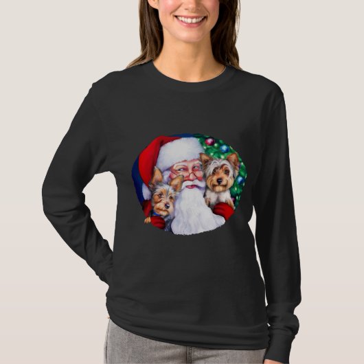 Kerstmis, de Yorkies van de kerstman T-shirt (Voorkant)