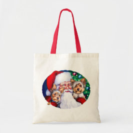 Kerstmis, de Yorkies van de kerstman Tote Bag