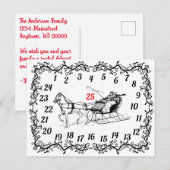 Kerstmis December Aftellen Advent Kalender Xmas Feestdagenkaart (Voorkant / Achterkant)