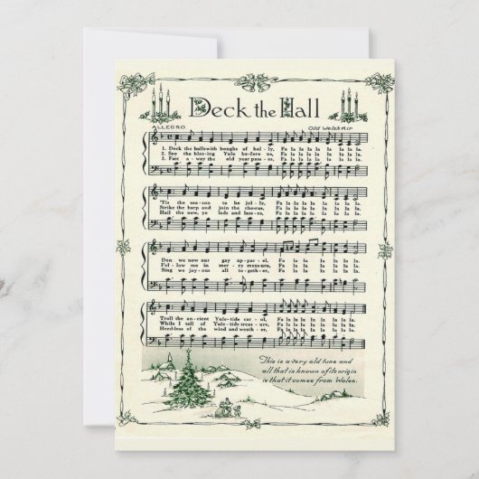 Kerstmis, deciteer de Hall  Sheet Music Feestdagenkaart (Voorkant)